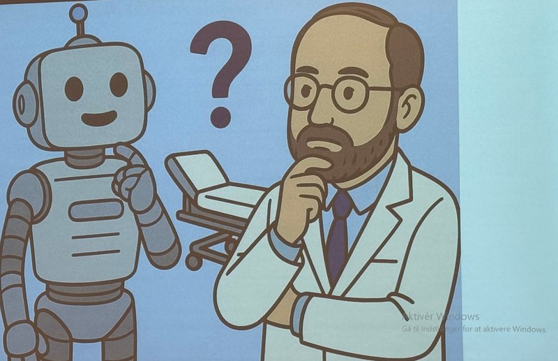 Tegning af professor Sándor Beniczky og en robot_2026