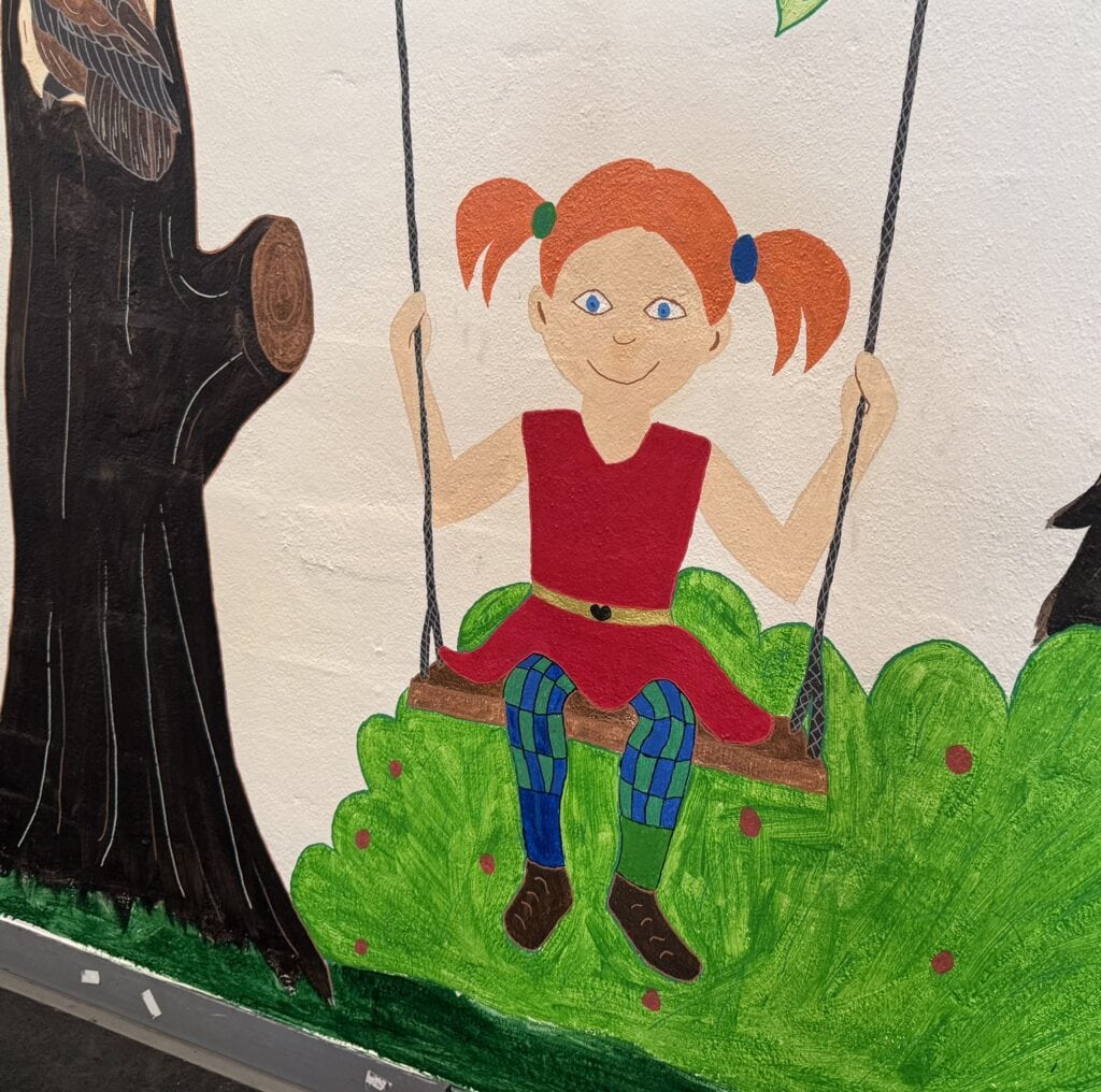 Pippi på vægmaleri på Epilepsihospitalet